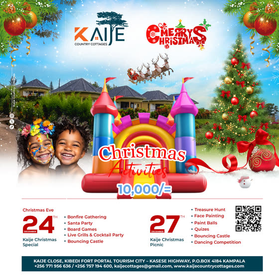 Christmas at Kaije flyer with a bouncy castle and family activities on the 24th and 27th