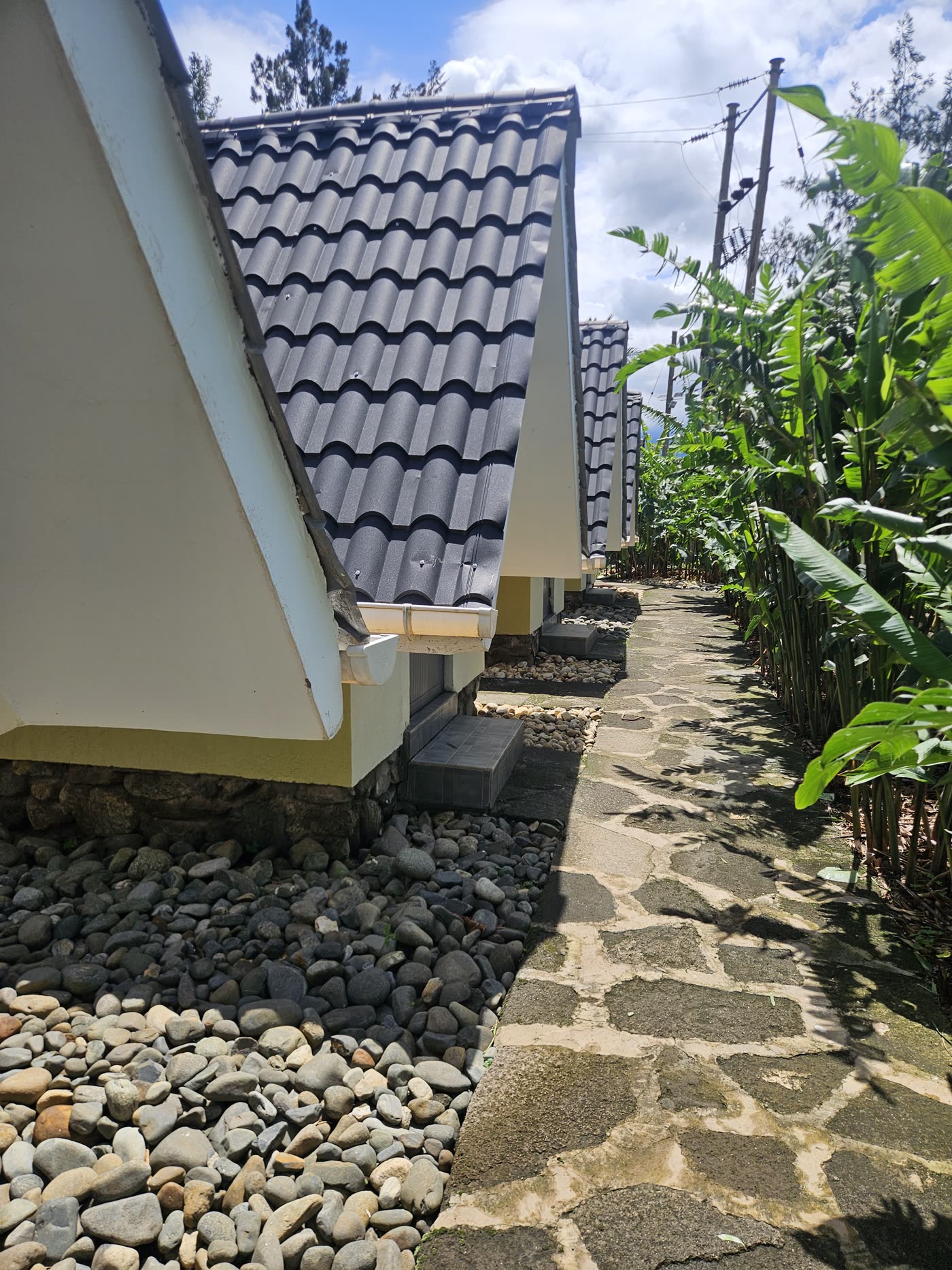 The stone path running between the studios