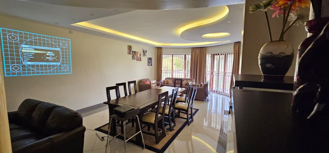 The villa dining table laid for a group